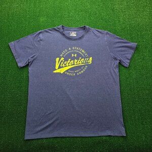 Under Armour Tshirt Mens 2XL Blue Victorious Short Sleeve Graphic‎ HeatGear